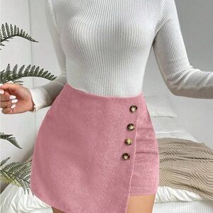 Pink Button-Detail Women's Skirt